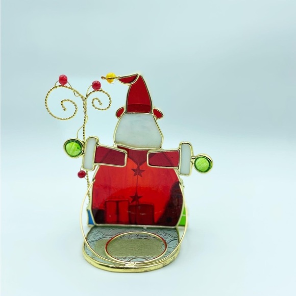 Stained Glass Tea Light Candle Holder (Santa clause with Gifts) - Picture 2 of 4